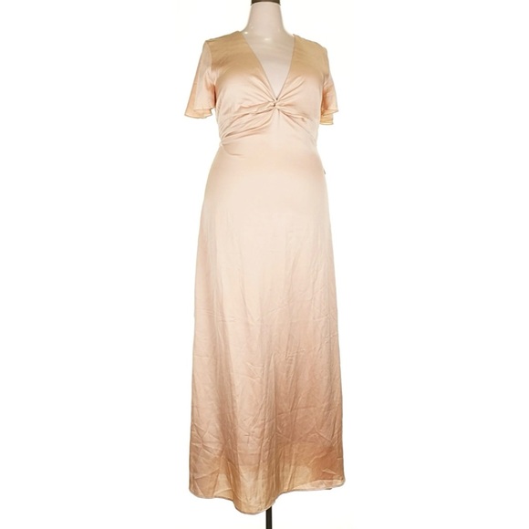 Show Me Your Mumu Weddings Rome Twist Gown Champagne Luxe Satin XXL NEW - Picture 3 of 9
